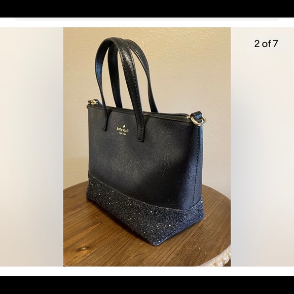 Kate Spade Greta Court In Black Glitter Satchel. - Picture 2 of 7